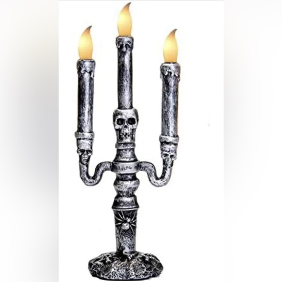 Holiday Halloween Skulls Faces Flameless Candelabra Battery Operated